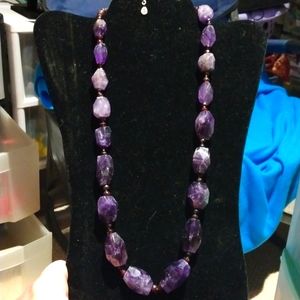 Vintage Barse Chunky Amethyst Beaded Necklace
